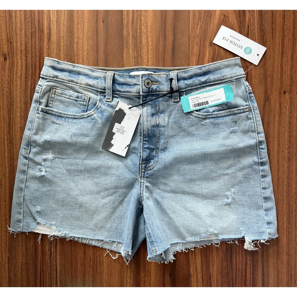 Studio Blue Denim Shorts Size 29 Light Wash High Rise Raw Hem NWT - Picture 9 of 9